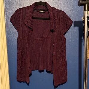 It's Our Time Plum Short-Sleeve Open-Front Cardigan